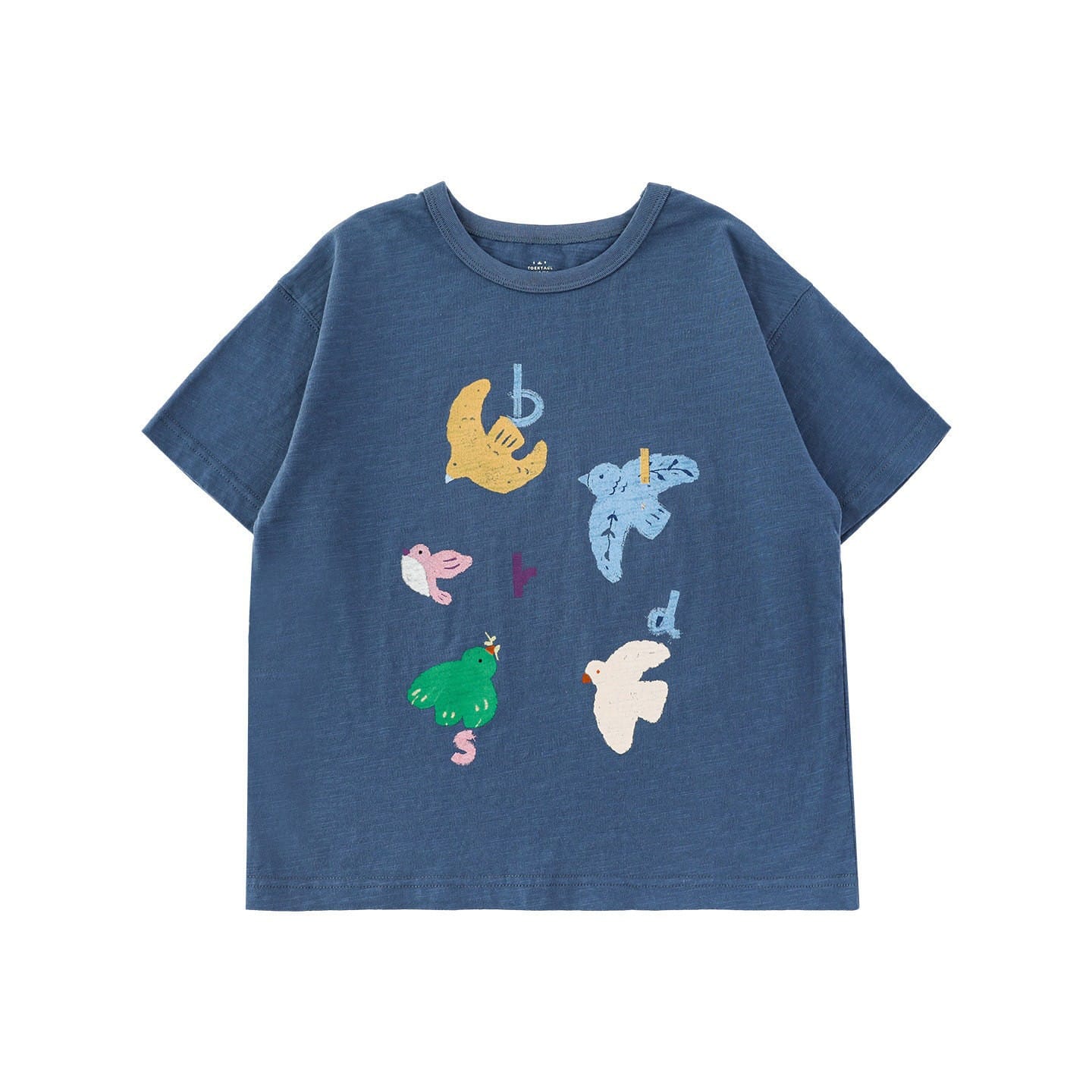 Bird Print Cotton Tee & Wide Shorts 小鳥プリント 半袖Tシャツ ショートパンツ【mh0012729】 T-shirt Blue【pre-order】 / 90cm YoehYaul 半袖セットアップ
