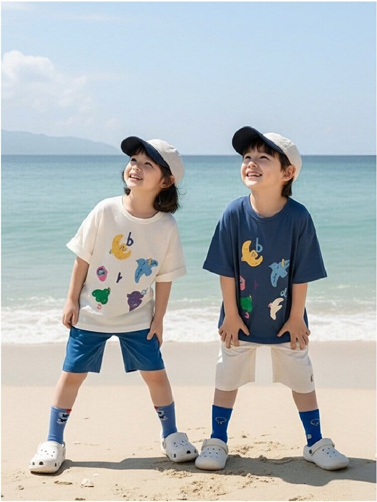Bird Print Cotton Tee & Wide Shorts 小鳥プリント 半袖Tシャツ ショートパンツ【mh0012729】 YoehYaul 半袖セットアップ