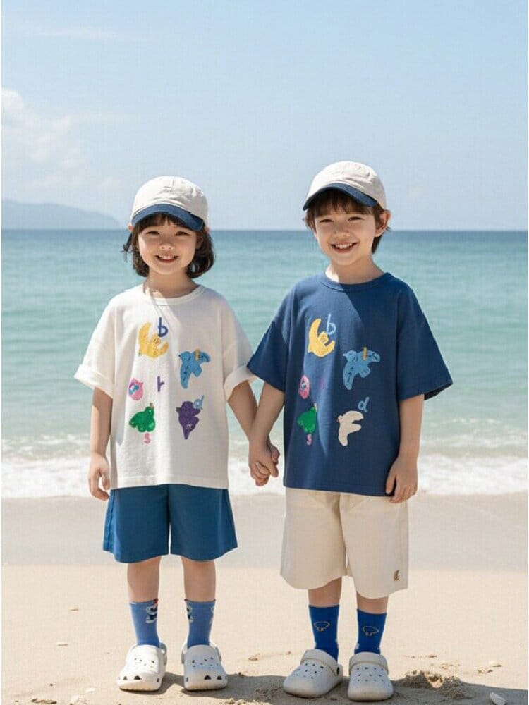 Bird Print Cotton Tee & Wide Shorts 小鳥プリント 半袖Tシャツ ショートパンツ【mh0012729】 YoehYaul 半袖セットアップ