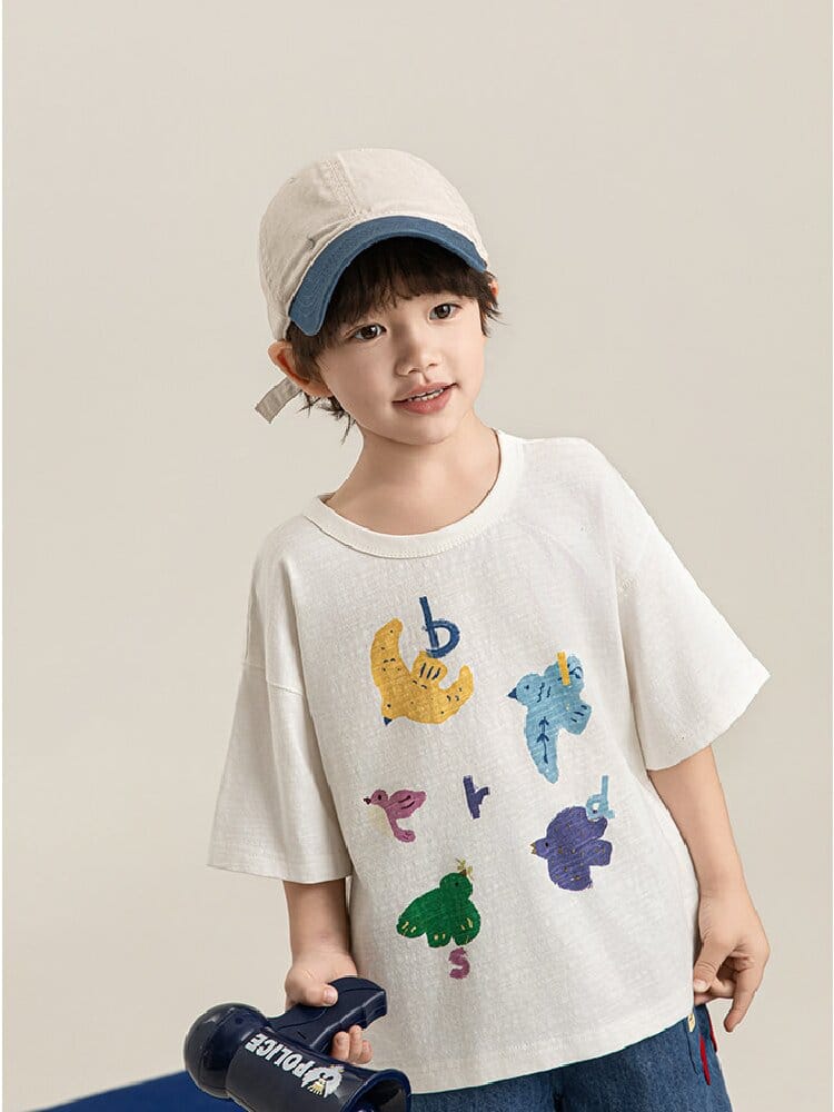 Bird Print Cotton Tee & Wide Shorts 小鳥プリント 半袖Tシャツ ショートパンツ【mh0012729】 YoehYaul 半袖セットアップ