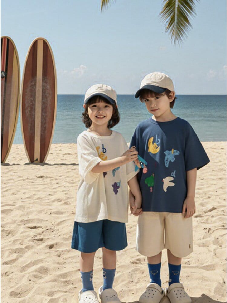 Bird Print Cotton Tee & Wide Shorts 小鳥プリント 半袖Tシャツ ショートパンツ【mh0012729】 YoehYaul 半袖セットアップ