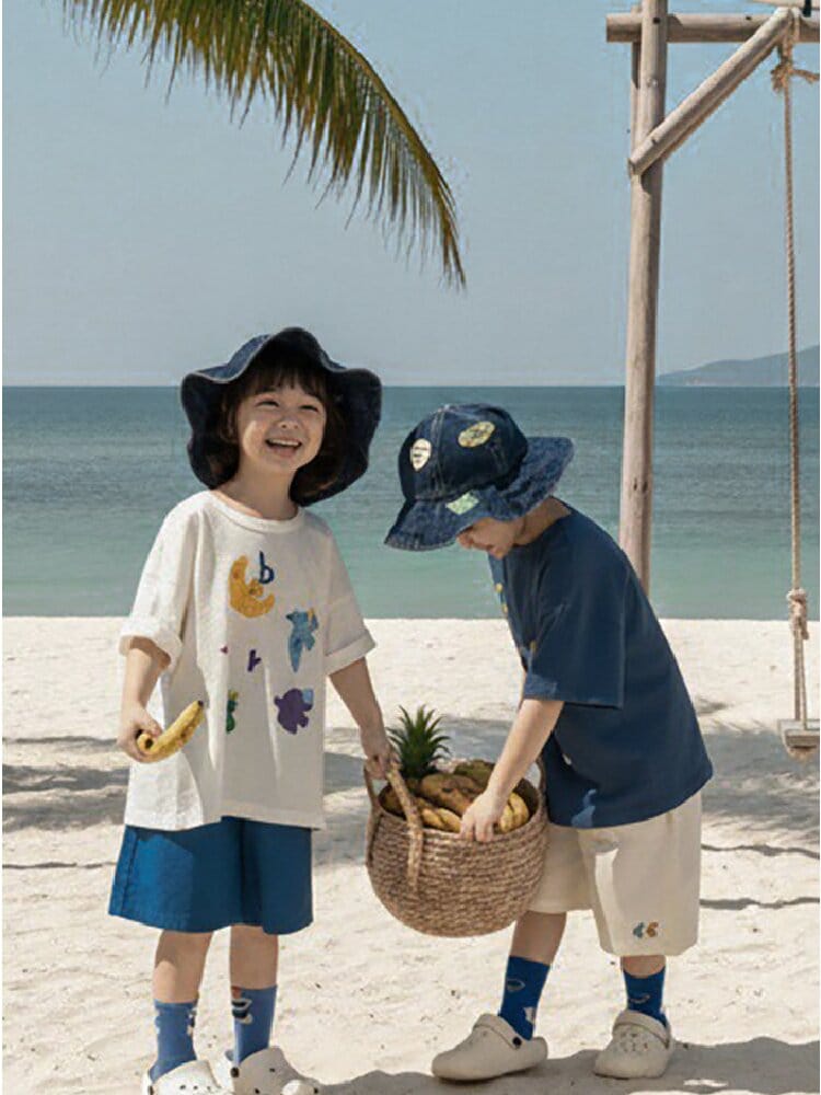 Bird Print Cotton Tee & Wide Shorts 小鳥プリント 半袖Tシャツ ショートパンツ【mh0012729】 YoehYaul 半袖セットアップ