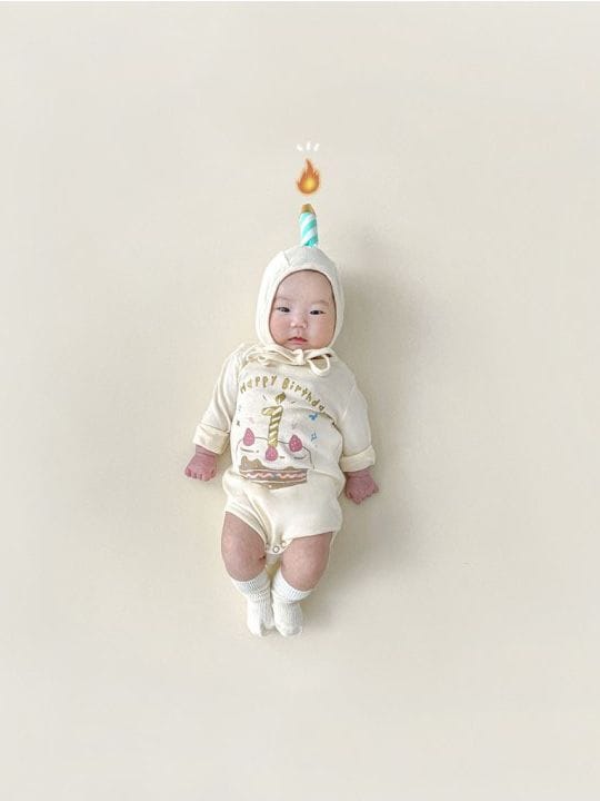 Birthday Cake Costume Hat Set Romper バースデーケーキ 長袖ロンパース 帽子 セット コスチューム【mh0013353】 TOMMY'S GIFTS 長袖ロンパース
