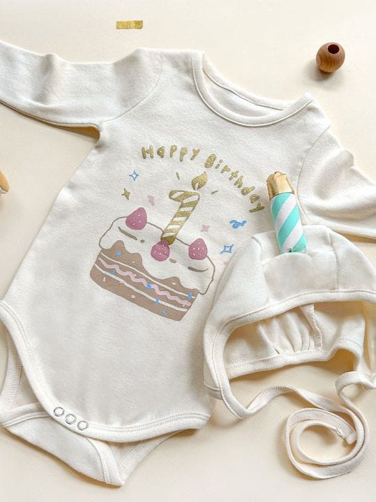 Birthday Cake Costume Hat Set Romper バースデーケーキ 長袖ロンパース 帽子 セット コスチューム【mh0013353】 TOMMY'S GIFTS 長袖ロンパース