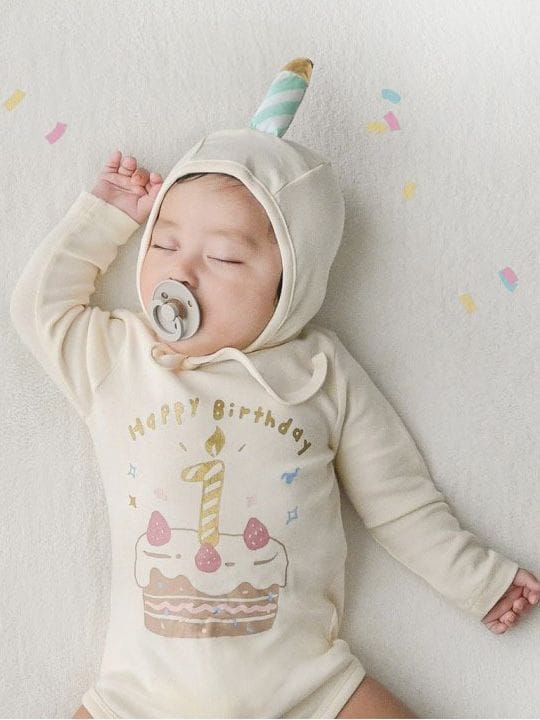Birthday Cake Costume Hat Set Romper バースデーケーキ 長袖ロンパース 帽子 セット コスチューム【mh0013353】 TOMMY'S GIFTS 長袖ロンパース