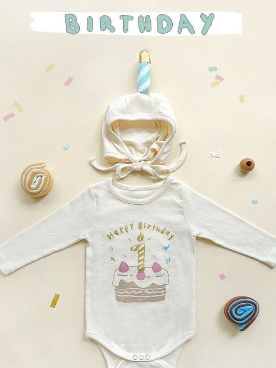Birthday Cake Costume Hat Set Romper バースデーケーキ 長袖ロンパース 帽子 セット コスチューム【mh0013353】 TOMMY'S GIFTS 長袖ロンパース
