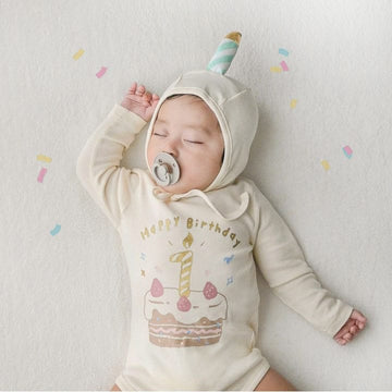 Birthday Cake Costume Hat Set Romper バースデーケーキ 長袖ロンパース 帽子 セット コスチューム【mh0013353】 TOMMY'S GIFTS 長袖ロンパース
