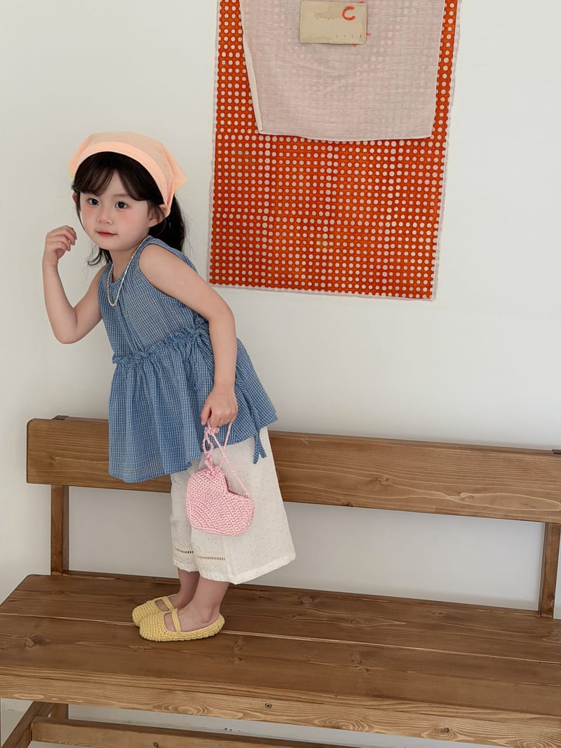 Blue Gingham Sleeveless Peplum Top チェック柄 チュニック【mh0012746】 MaiTianJi タンクトップ・キャミソール・ノースリーブトップス