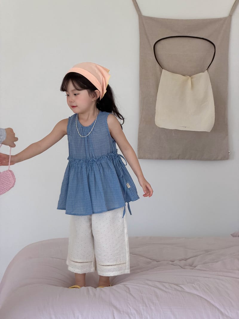 Blue Gingham Sleeveless Peplum Top チェック柄 チュニック【mh0012746】 MaiTianJi タンクトップ・キャミソール・ノースリーブトップス