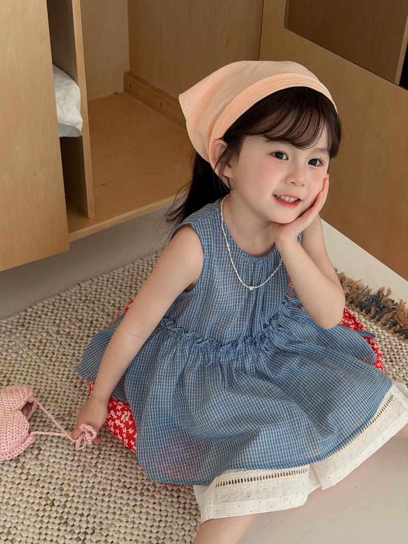 Blue Gingham Sleeveless Peplum Top チェック柄 チュニック【mh0012746】 MaiTianJi タンクトップ・キャミソール・ノースリーブトップス
