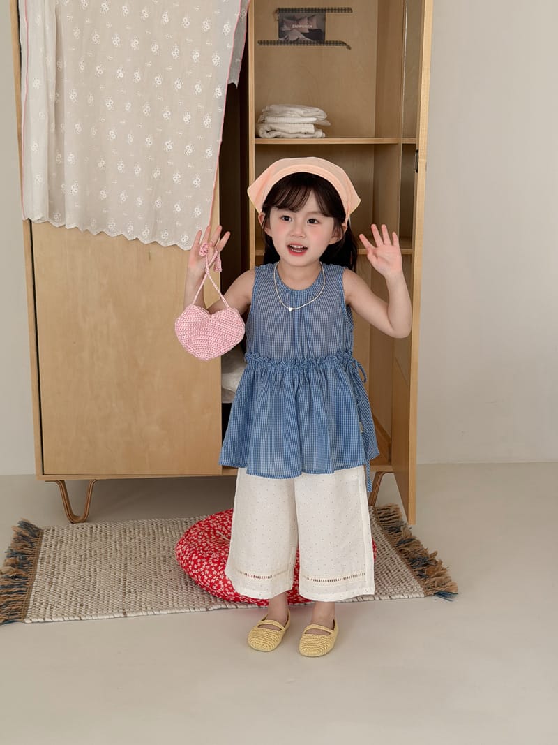 Blue Gingham Sleeveless Peplum Top チェック柄 チュニック【mh0012746】 MaiTianJi タンクトップ・キャミソール・ノースリーブトップス