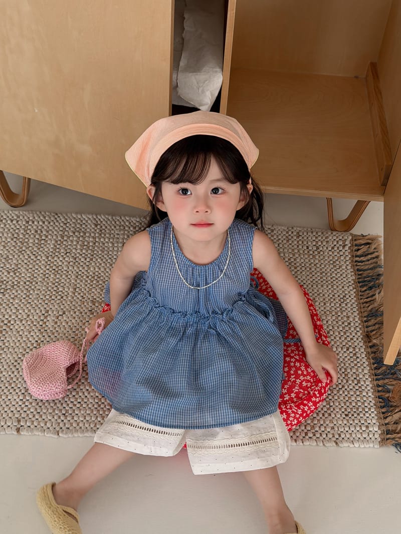 Blue Gingham Sleeveless Peplum Top チェック柄 チュニック【mh0012746】 MaiTianJi タンクトップ・キャミソール・ノースリーブトップス
