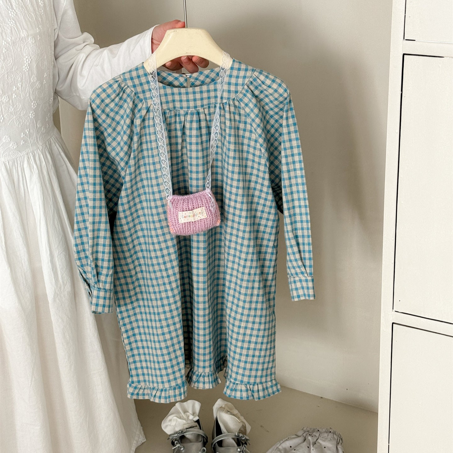 Blue Plaid Frill Hem Dress ブルー チェック 裾フリル ワンピース【mh0012290】 Blue / 90cm Laibaobao