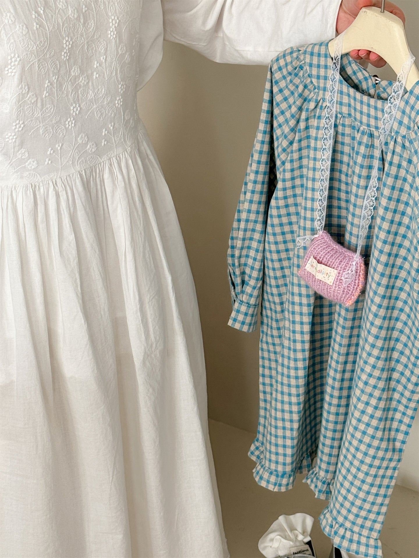 Blue Plaid Frill Hem Dress ブルー チェック 裾フリル ワンピース【mh0012290】 Laibaobao