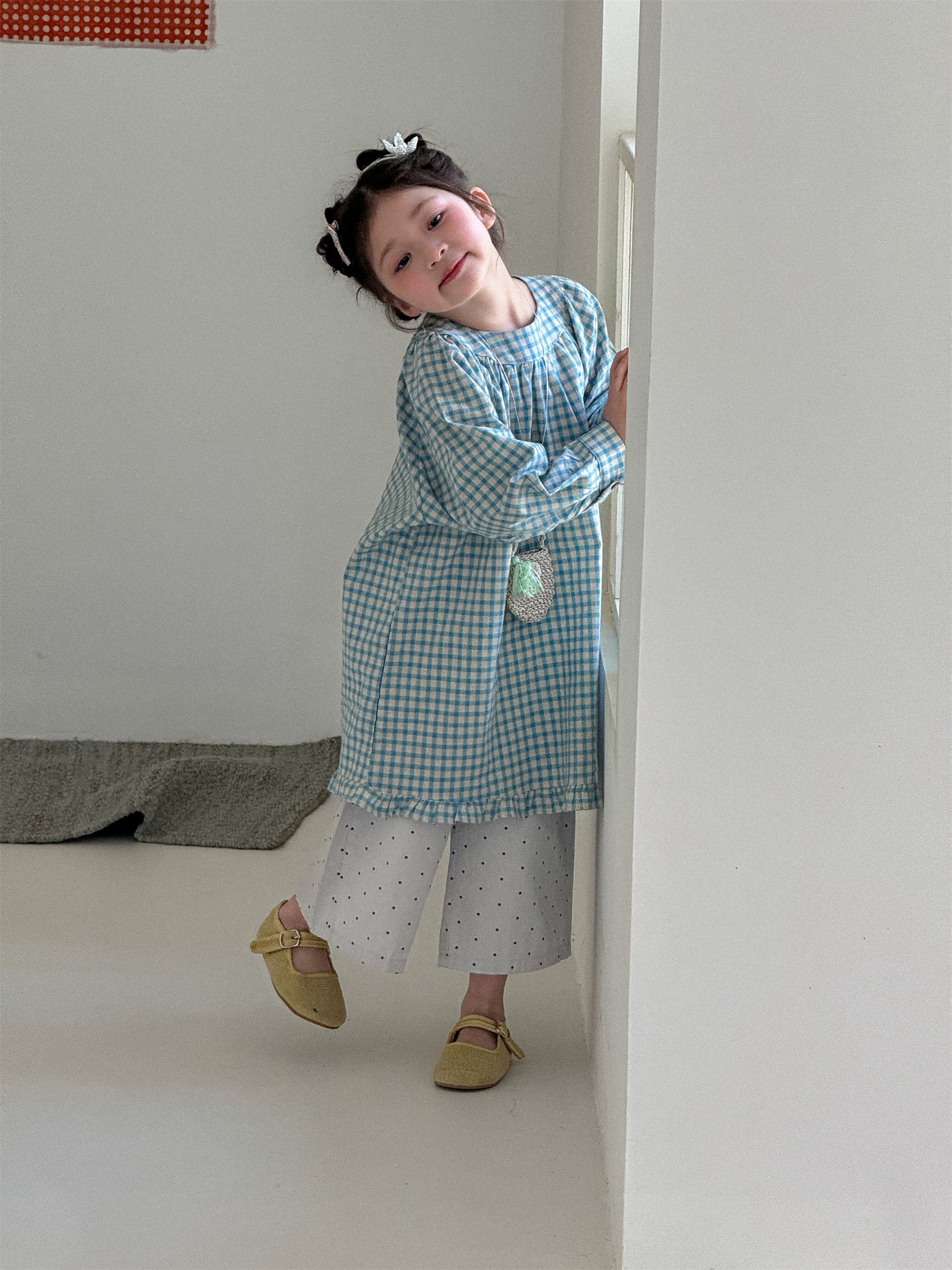 Blue Plaid Frill Hem Dress ブルー チェック 裾フリル ワンピース【mh0012290】 Laibaobao