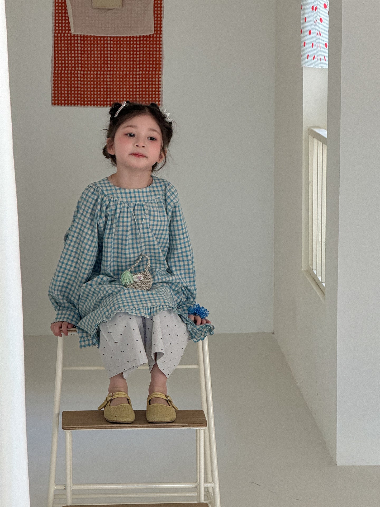 Blue Plaid Frill Hem Dress ブルー チェック 裾フリル ワンピース【mh0012290】 Laibaobao