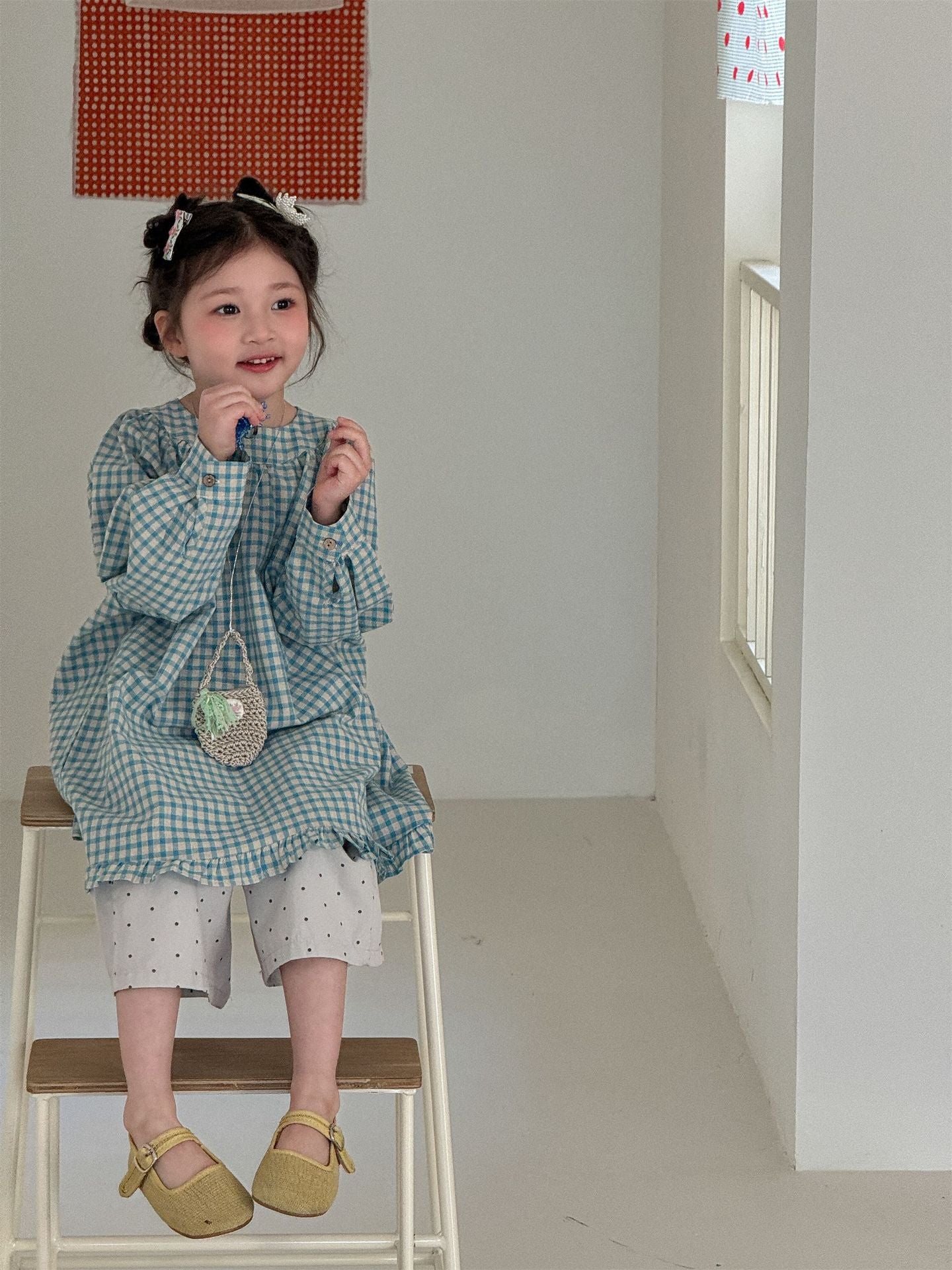 Blue Plaid Frill Hem Dress ブルー チェック 裾フリル ワンピース【mh0012290】 Laibaobao