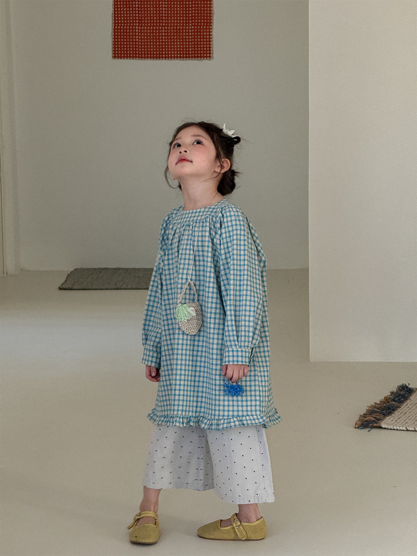 Blue Plaid Frill Hem Dress ブルー チェック 裾フリル ワンピース【mh0012290】 Laibaobao