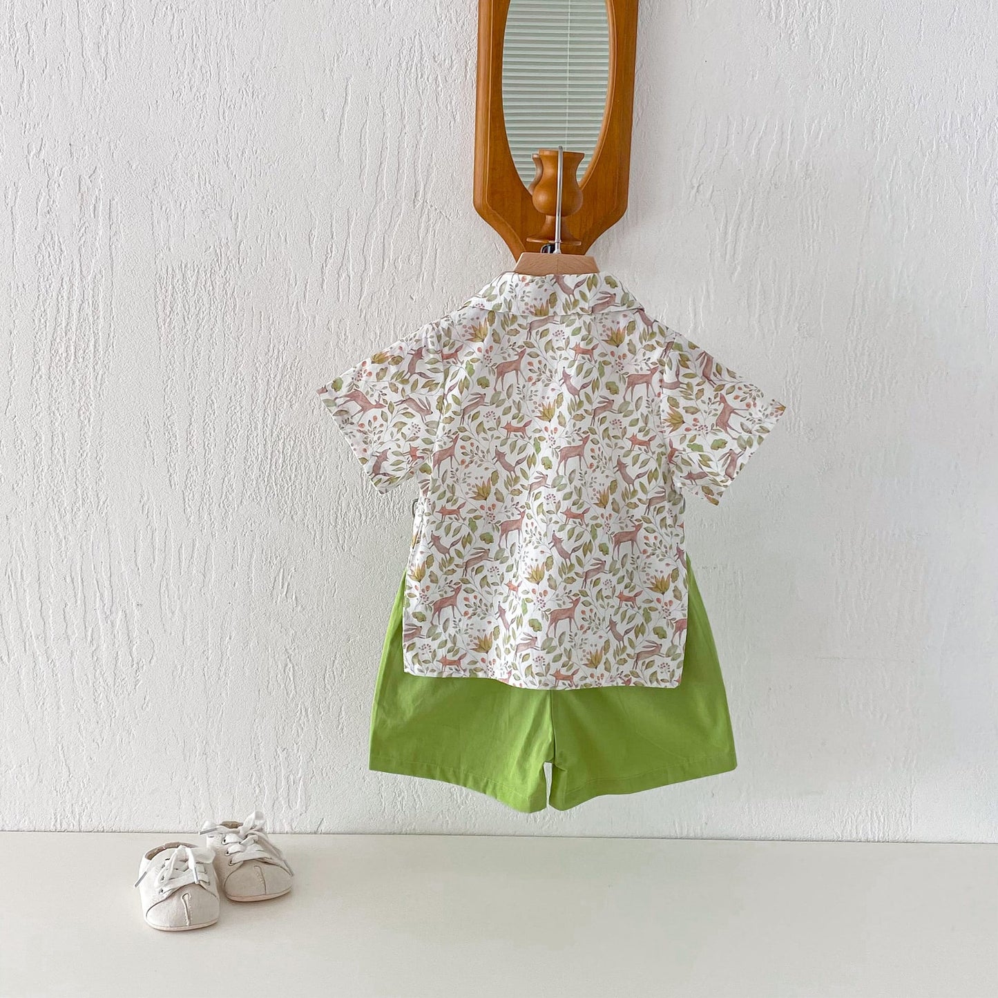 Botanical Print Shirt Shorts Set ボタニカルプリント セットアップ【mh0012722】 angou ノースリーブセットアップ