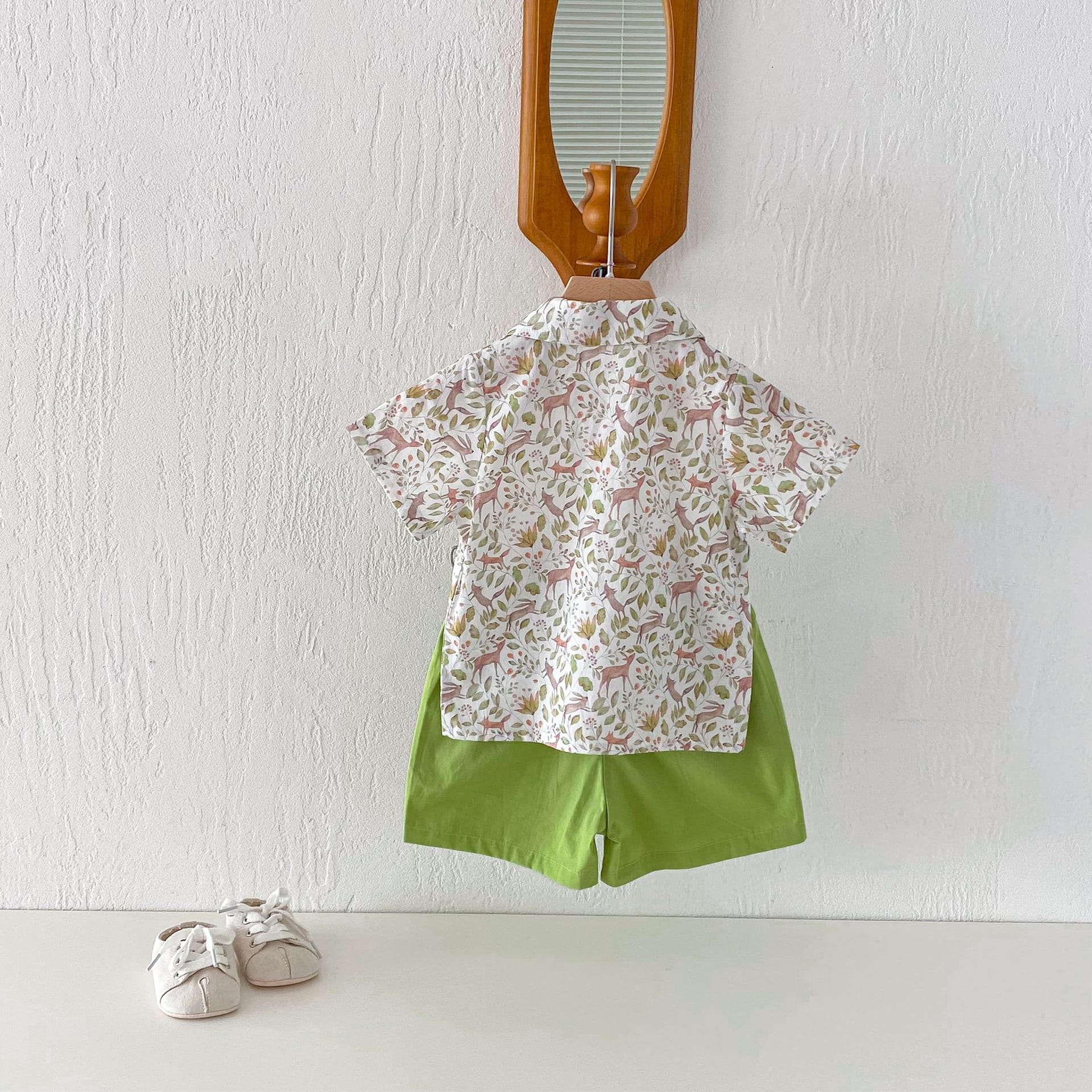 Botanical Print Shirt Shorts Set ボタニカルプリント セットアップ【mh0012722】 angou ノースリーブセットアップ