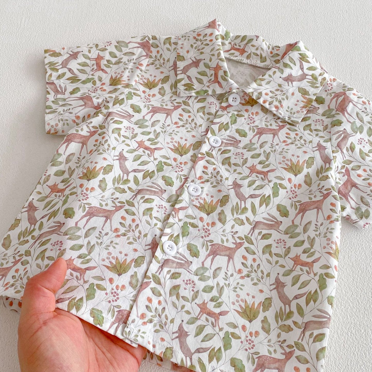 Botanical Print Shirt Shorts Set ボタニカルプリント セットアップ【mh0012722】 angou ノースリーブセットアップ