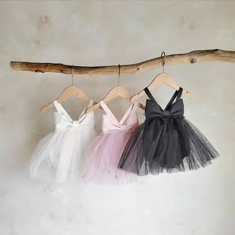 Bow Back Tulle Romper Dress ビッグリボン ノースリーブ チュールロンパース【mh0012700】 BBAMMA ノースリーブロンパース