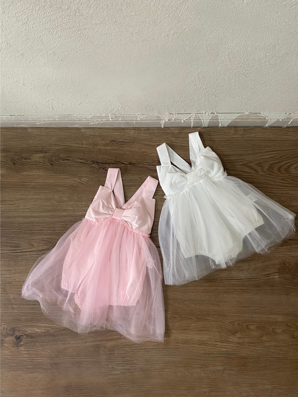 Bow Back Tulle Romper Dress ビッグリボン ノースリーブ チュールロンパース【mh0012700】 BBAMMA ノースリーブロンパース