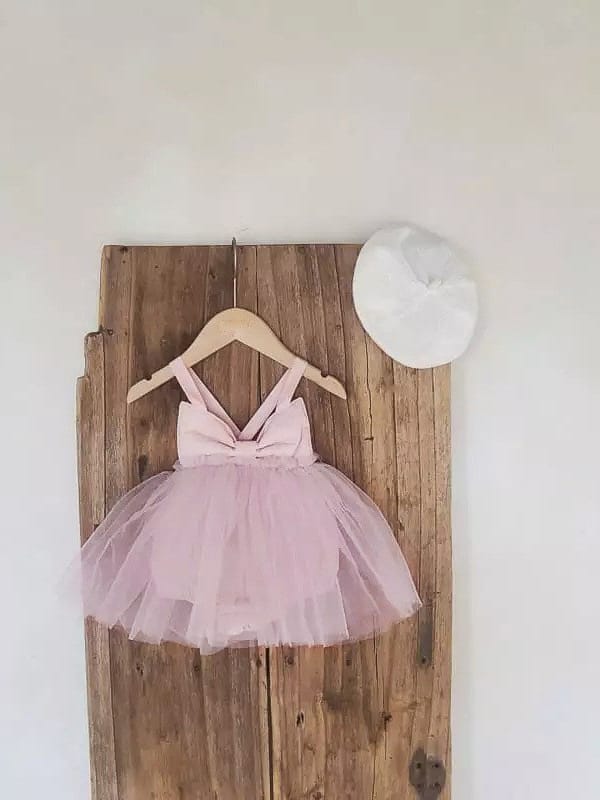 Bow Back Tulle Romper Dress ビッグリボン ノースリーブ チュールロンパース【mh0012700】 BBAMMA ノースリーブロンパース