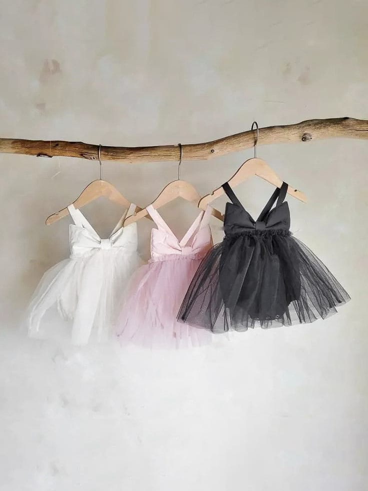Bow Back Tulle Romper Dress ビッグリボン ノースリーブ チュールロンパース【mh0012700】 BBAMMA ノースリーブロンパース