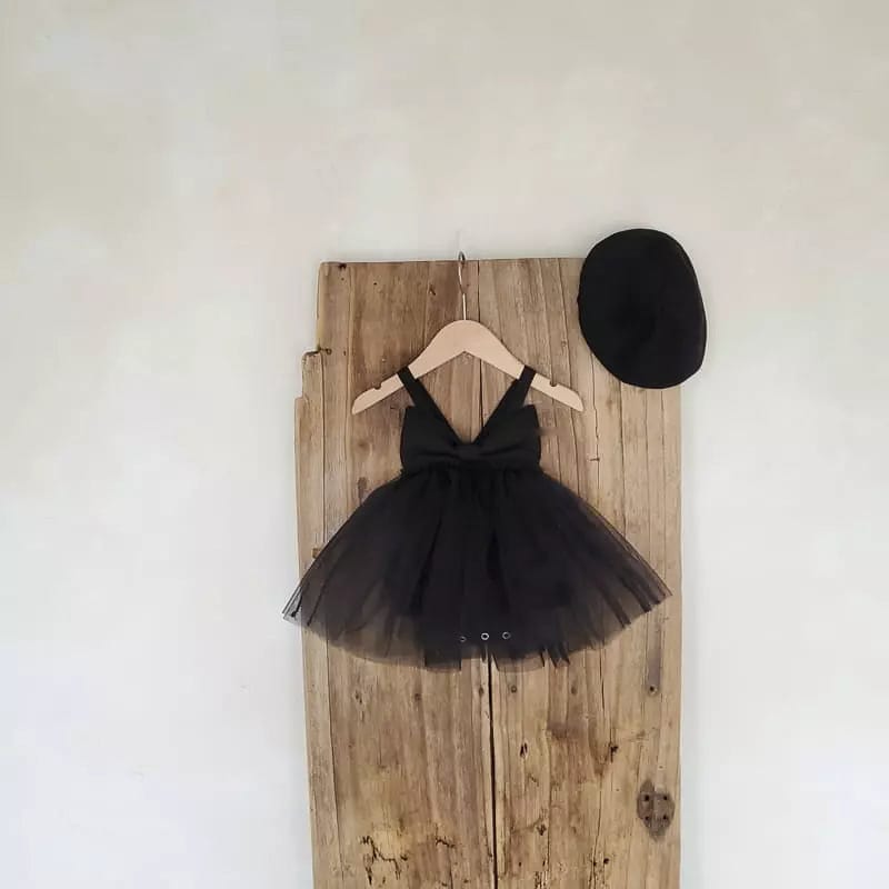 Bow Back Tulle Romper Dress ビッグリボン ノースリーブ チュールロンパース【mh0012700】 BBAMMA ノースリーブロンパース
