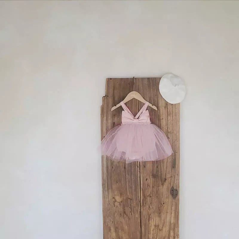 Bow Back Tulle Romper Dress ビッグリボン ノースリーブ チュールロンパース【mh0012700】 BBAMMA ノースリーブロンパース