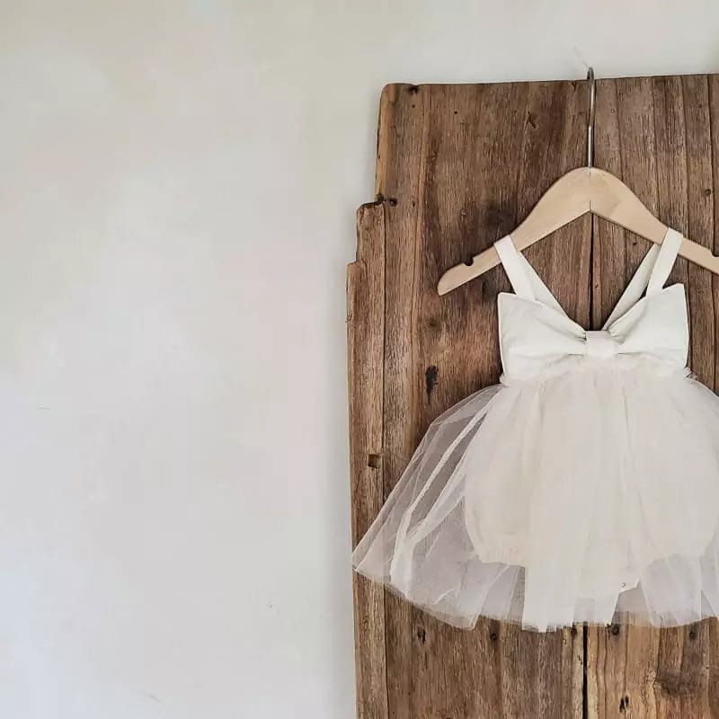 Bow Back Tulle Romper Dress ビッグリボン ノースリーブ チュールロンパース【mh0012700】 BBAMMA ノースリーブロンパース