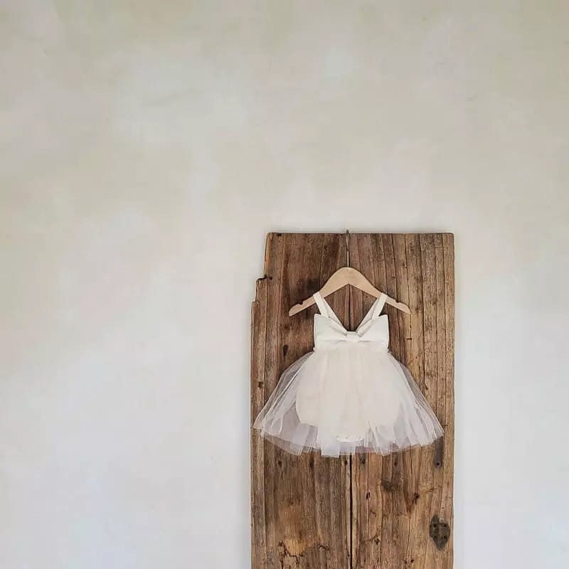 Bow Back Tulle Romper Dress ビッグリボン ノースリーブ チュールロンパース【mh0012700】 BBAMMA ノースリーブロンパース