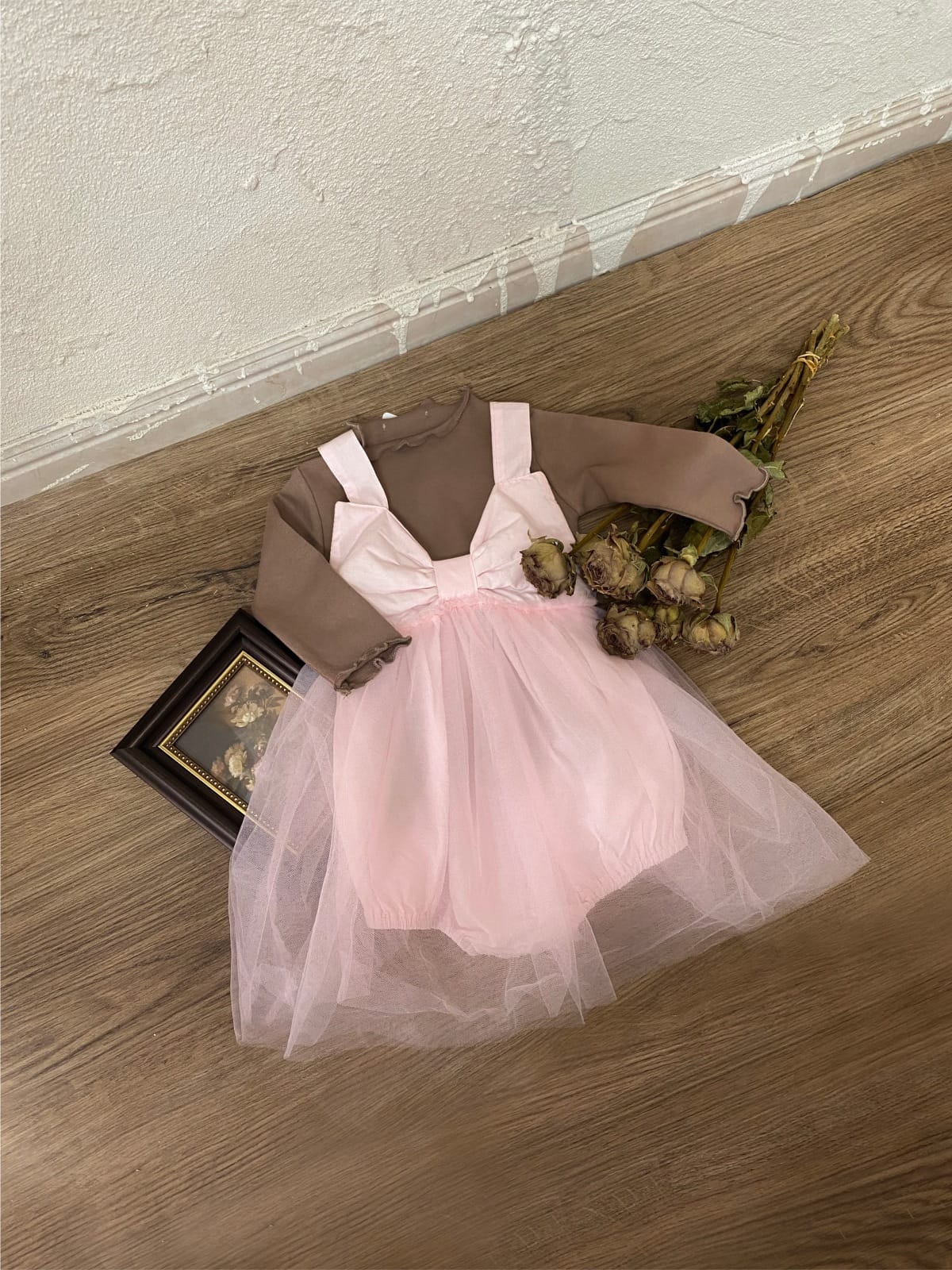 Bow Back Tulle Romper Dress ビッグリボン ノースリーブ チュールロンパース【mh0012700】 BBAMMA ノースリーブロンパース