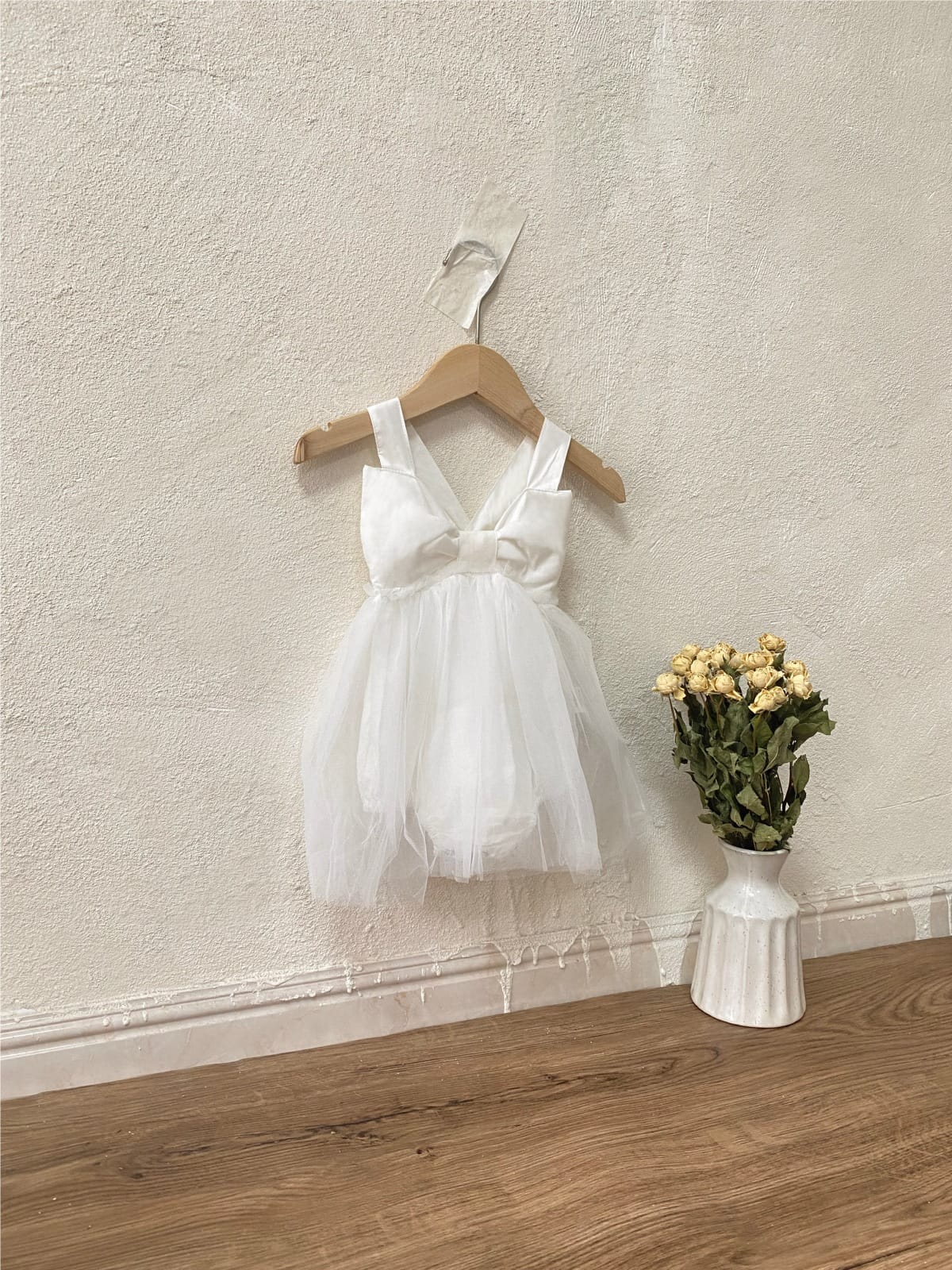 Bow Back Tulle Romper Dress ビッグリボン ノースリーブ チュールロンパース【mh0012700】 BBAMMA ノースリーブロンパース