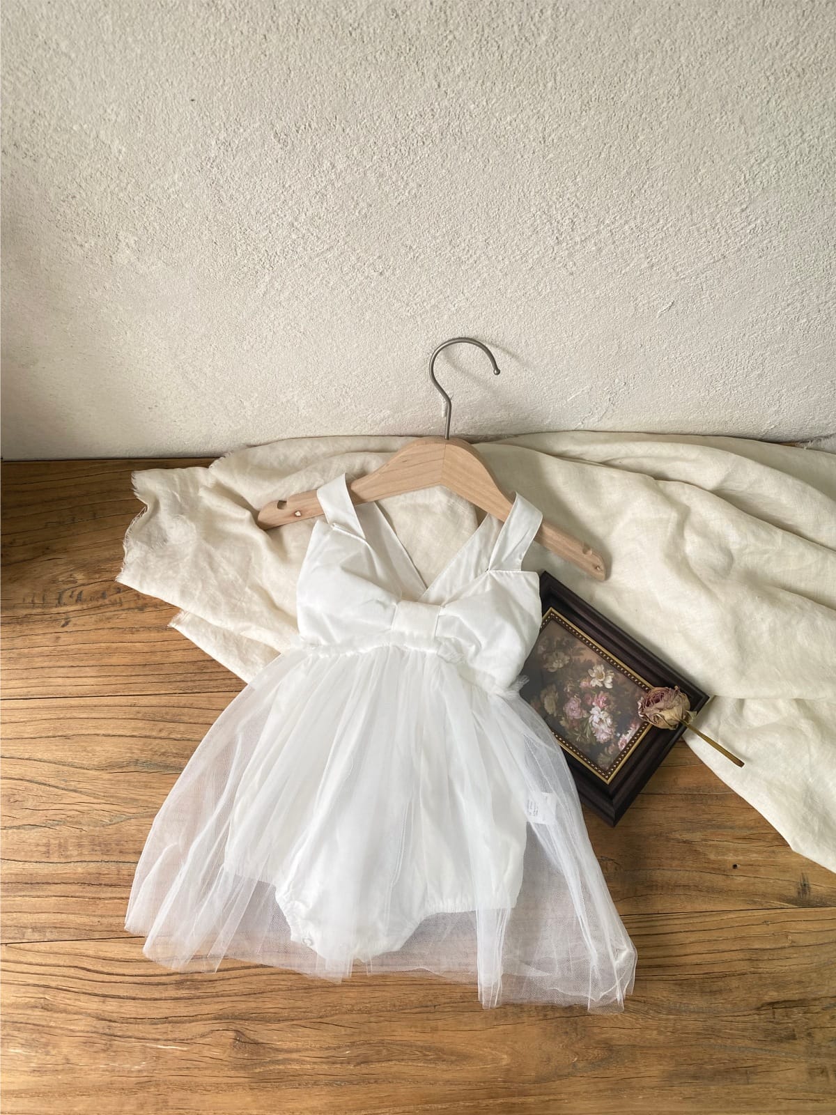 Bow Back Tulle Romper Dress ビッグリボン ノースリーブ チュールロンパース【mh0012700】 BBAMMA ノースリーブロンパース