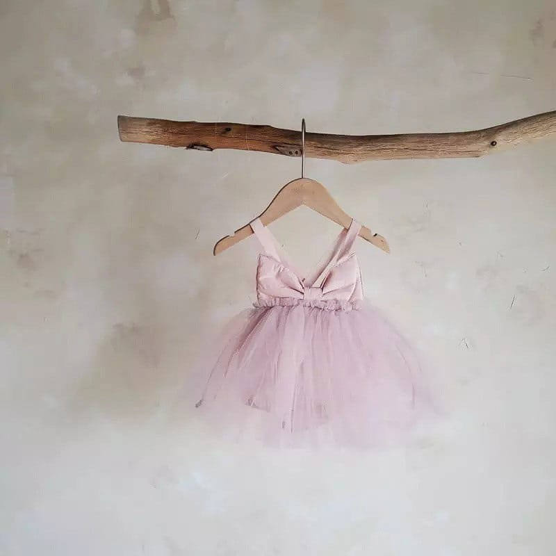 Bow Back Tulle Romper Dress ビッグリボン ノースリーブ チュールロンパース【mh0012700】 Light Pink / 66cm BBAMMA ノースリーブロンパース