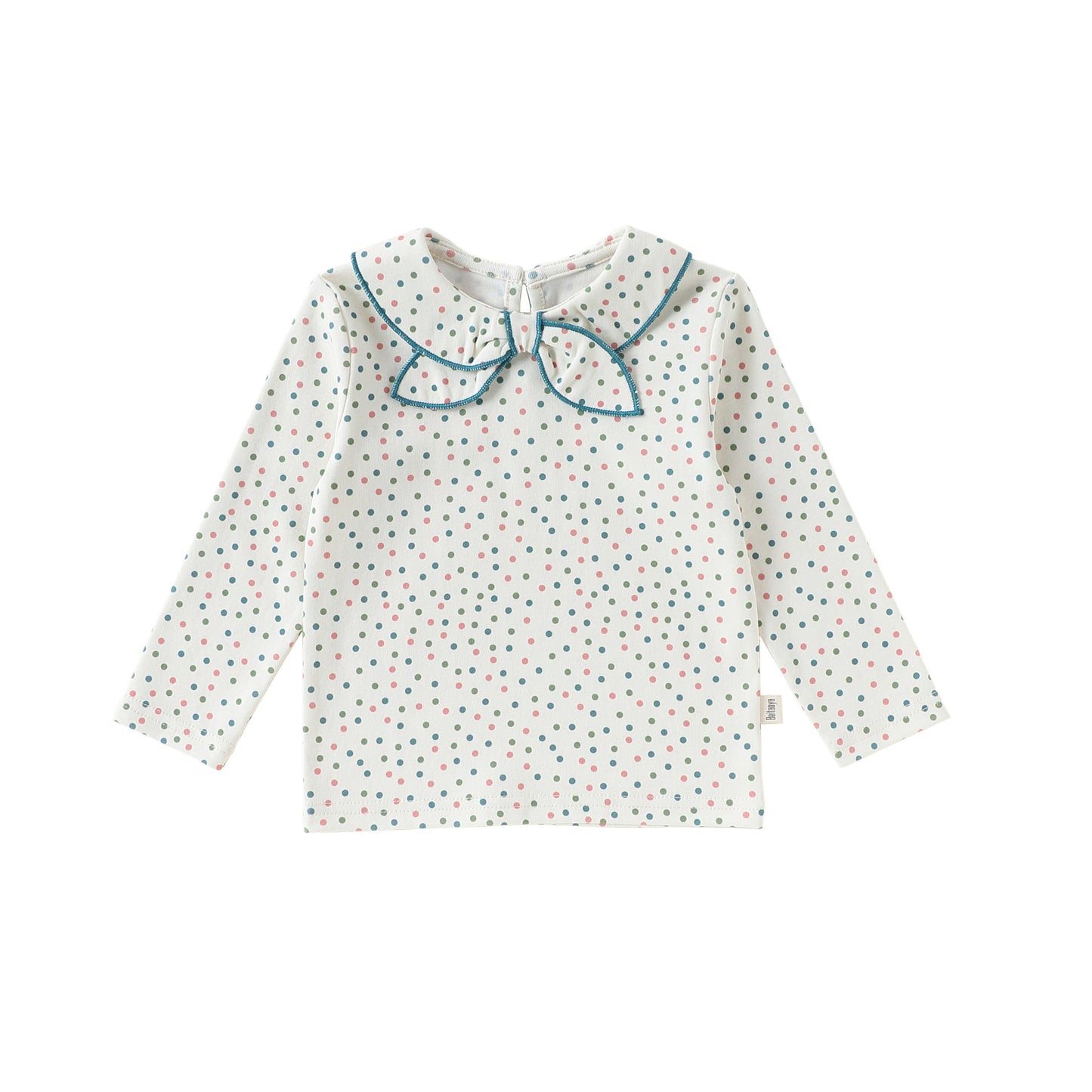 Bow Collar Printed T-Shirt リボン襟 長袖Tシャツ【mh0012345】 mamahalo shop