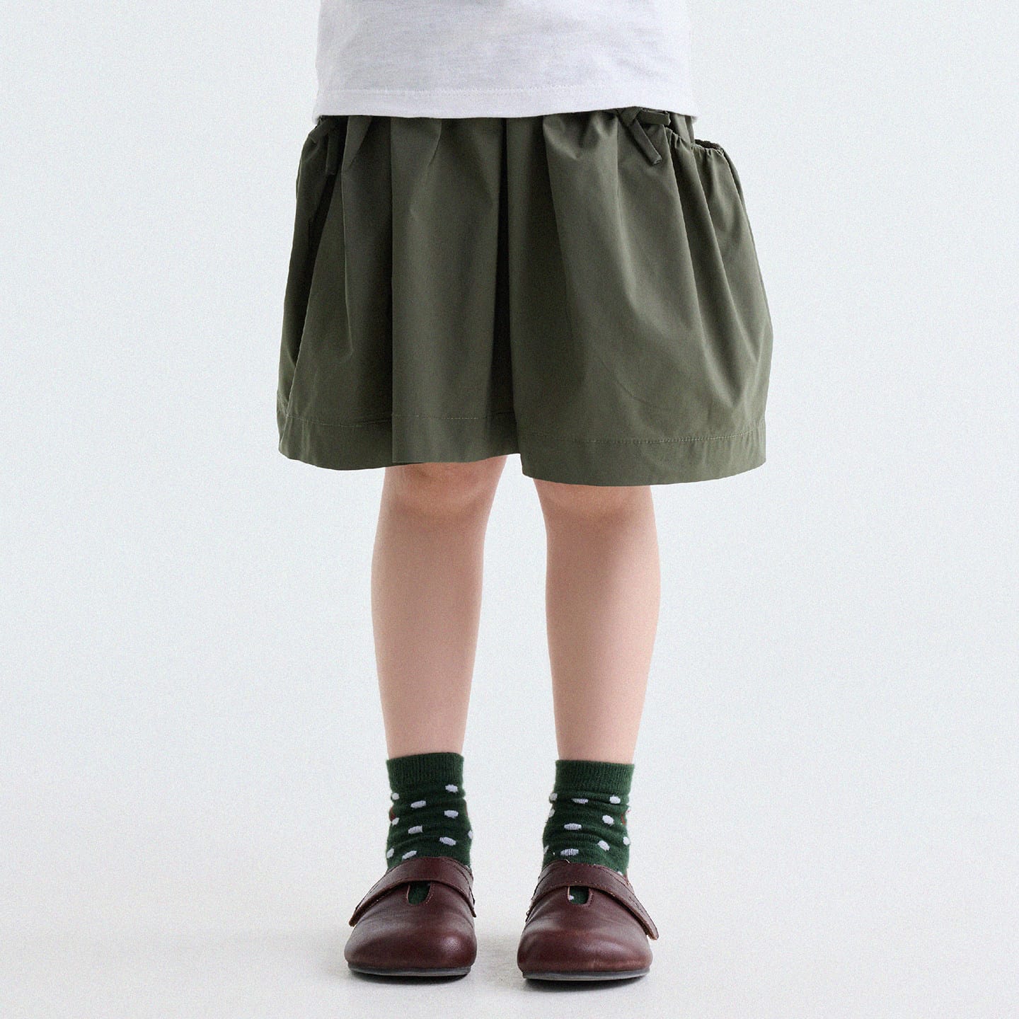 Bow Detail Culottes ギャザー キュロットスカート【mh0013181】 Army Green / 90cm yunerma ハーフパンツ・ショートパンツ