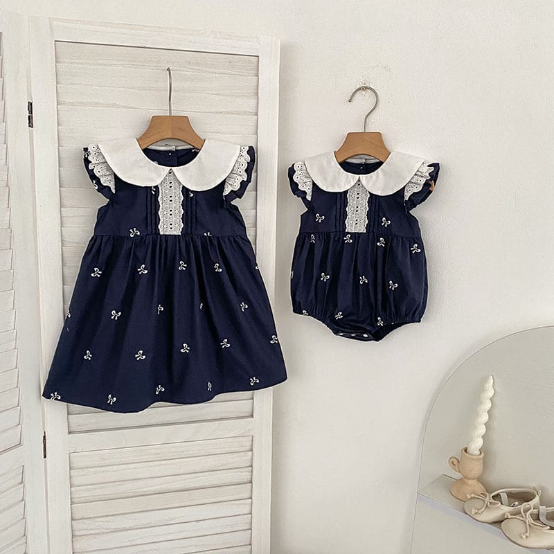 Bow Embroidery Ruffle Romper Dress ラッフル ロンパース ワンピース【mh0013161】 Aeg babyi 半袖ロンパース