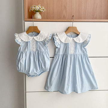 Bow Embroidery Ruffle Romper Dress ラッフル ロンパース ワンピース【mh0013161】 Aeg babyi 半袖ロンパース