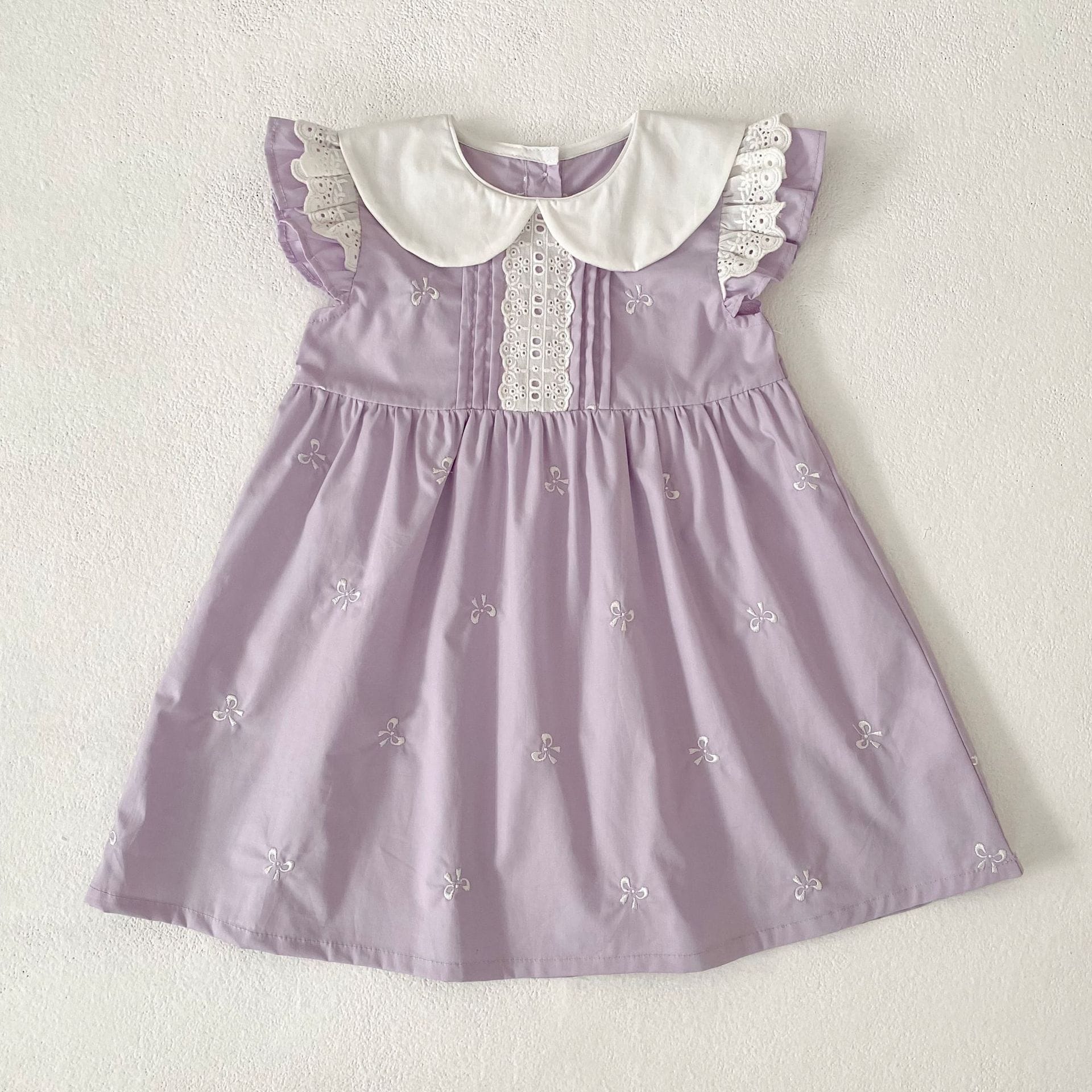 Bow Embroidery Ruffle Romper Dress ラッフル ロンパース ワンピース【mh0013161】 Aeg babyi 半袖ロンパース
