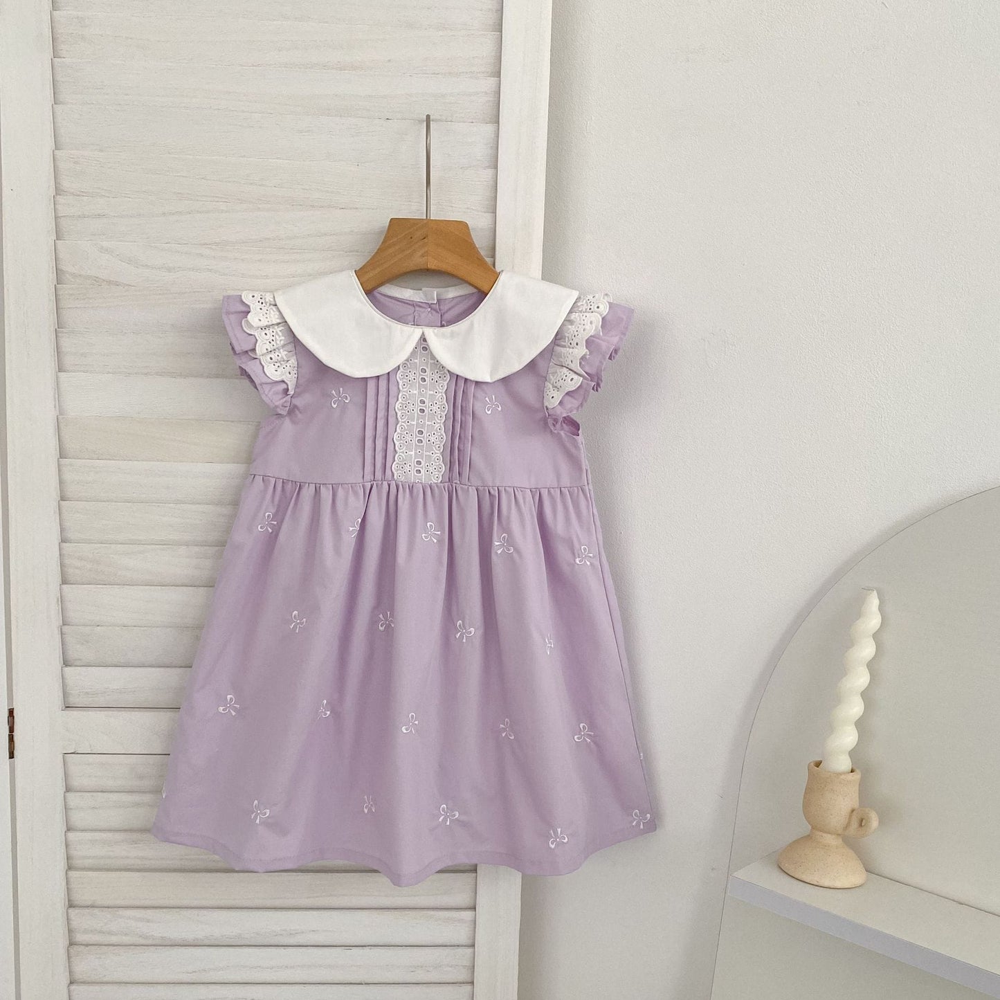 Bow Embroidery Ruffle Romper Dress ラッフル ロンパース ワンピース【mh0013161】 Aeg babyi 半袖ロンパース