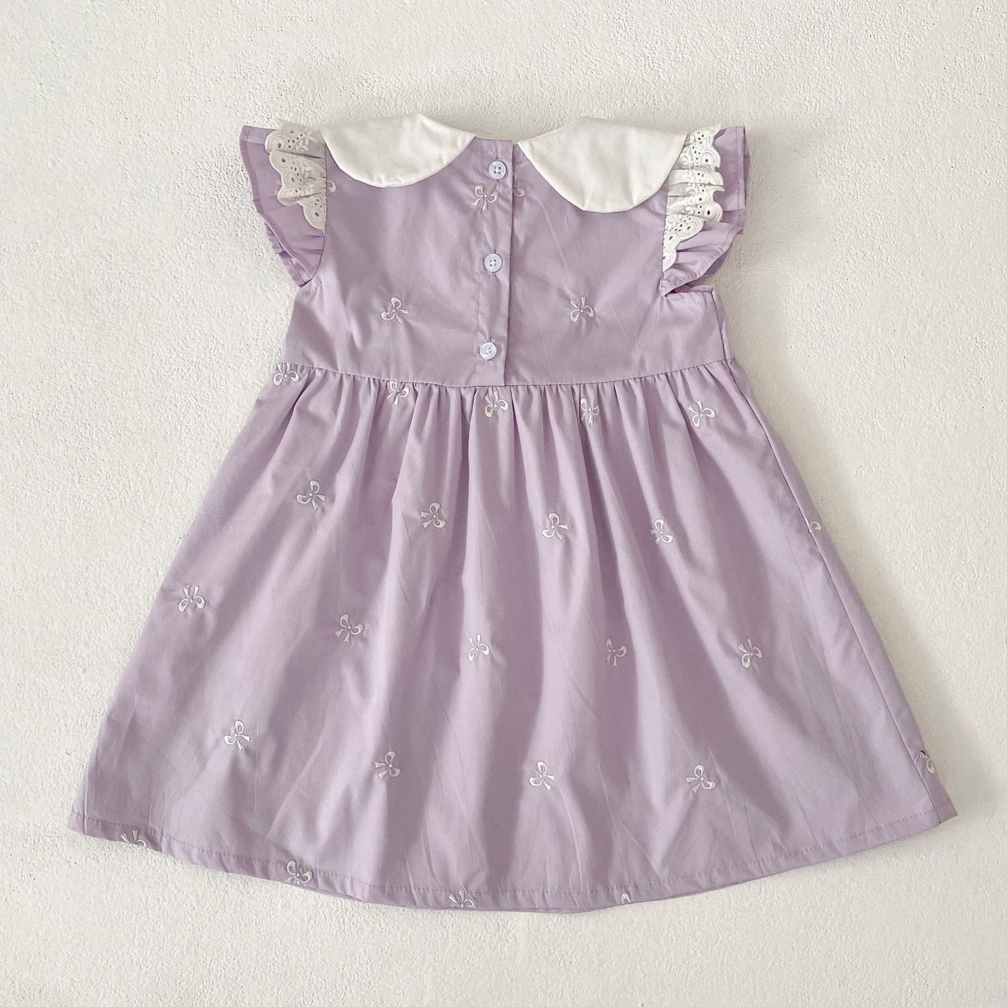 Bow Embroidery Ruffle Romper Dress ラッフル ロンパース ワンピース【mh0013161】 Aeg babyi 半袖ロンパース