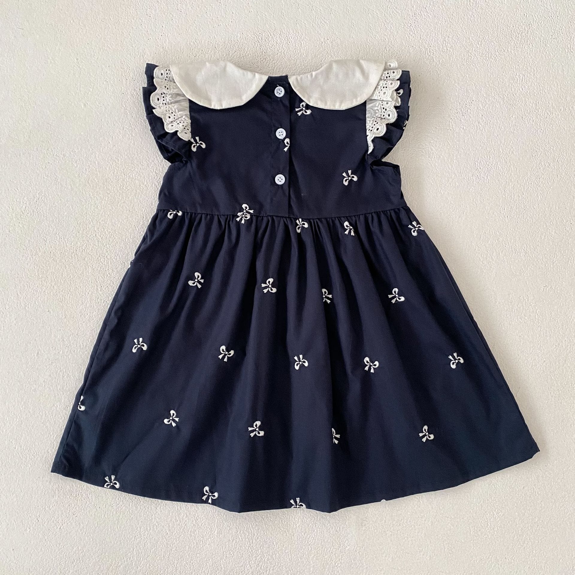 Bow Embroidery Ruffle Romper Dress ラッフル ロンパース ワンピース【mh0013161】 Aeg babyi 半袖ロンパース