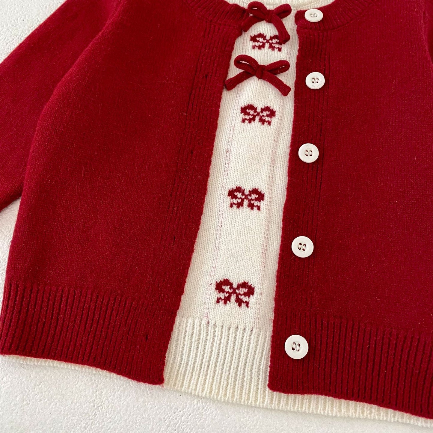 Bow Faux Two-Piece Knit Cardigan リボン ドッキング ニット カーディガン【mh0012405】 Engepapa