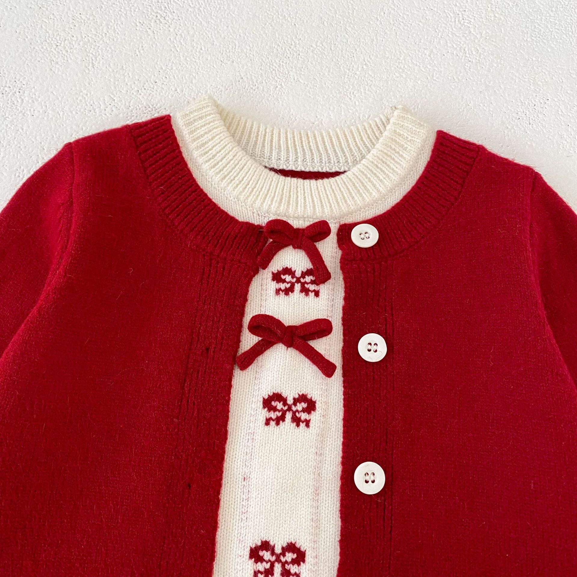 Bow Faux Two-Piece Knit Cardigan リボン ドッキング ニット カーディガン【mh0012405】 Engepapa