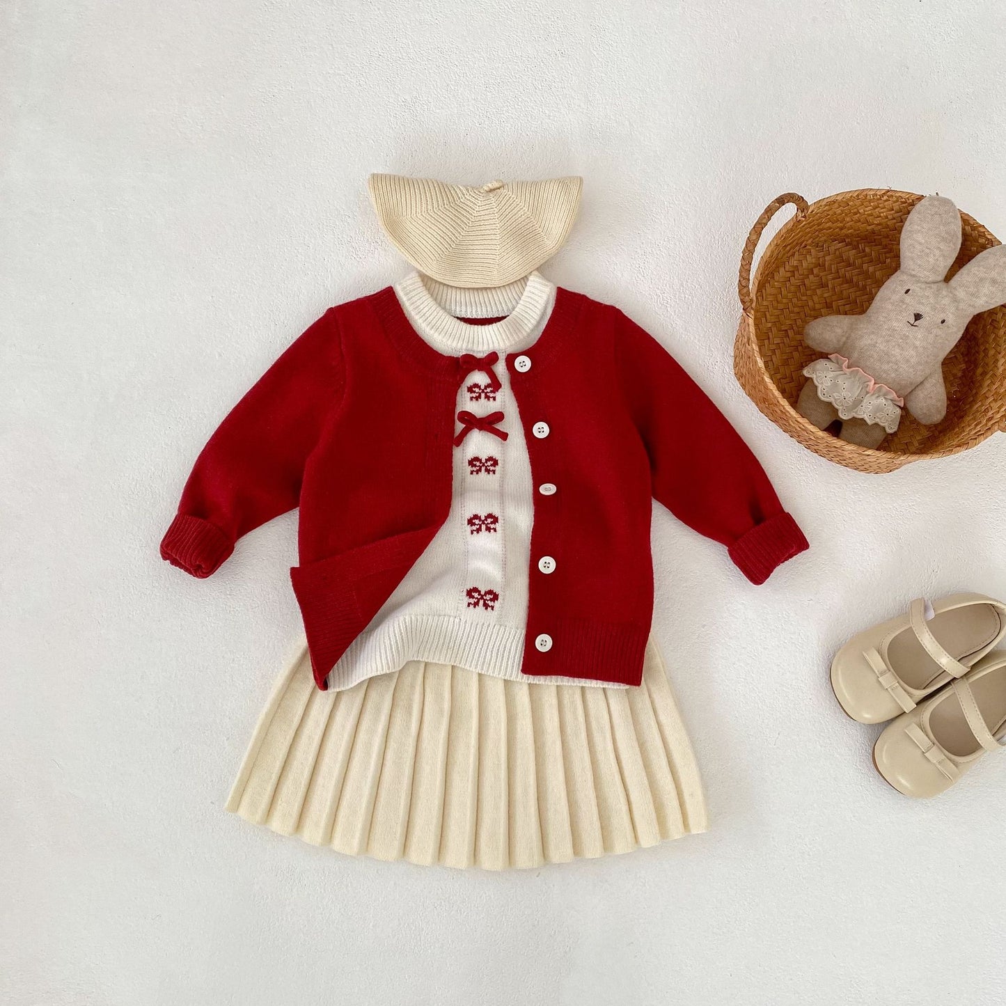 Bow Faux Two-Piece Knit Cardigan リボン ドッキング ニット カーディガン【mh0012405】 Engepapa