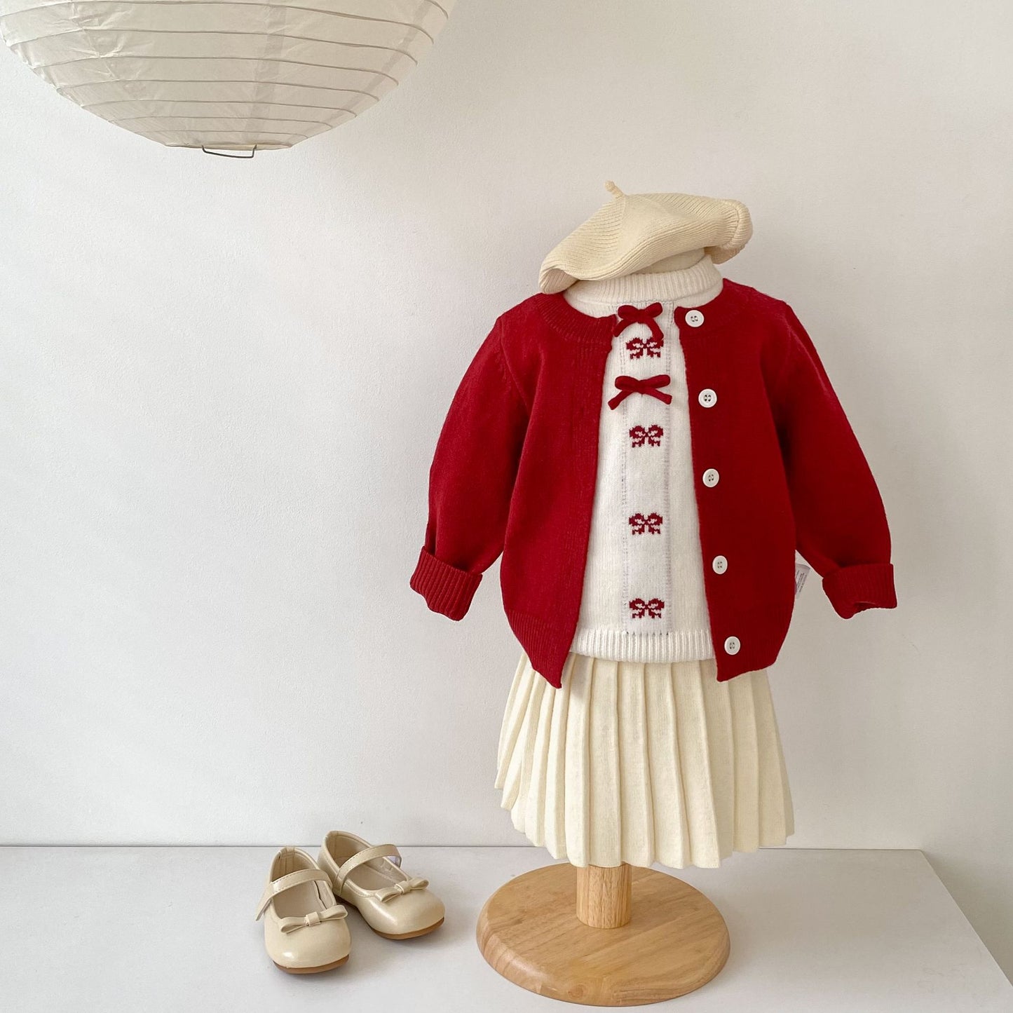 Bow Faux Two-Piece Knit Cardigan リボン ドッキング ニット カーディガン【mh0012405】 mamahalo shop