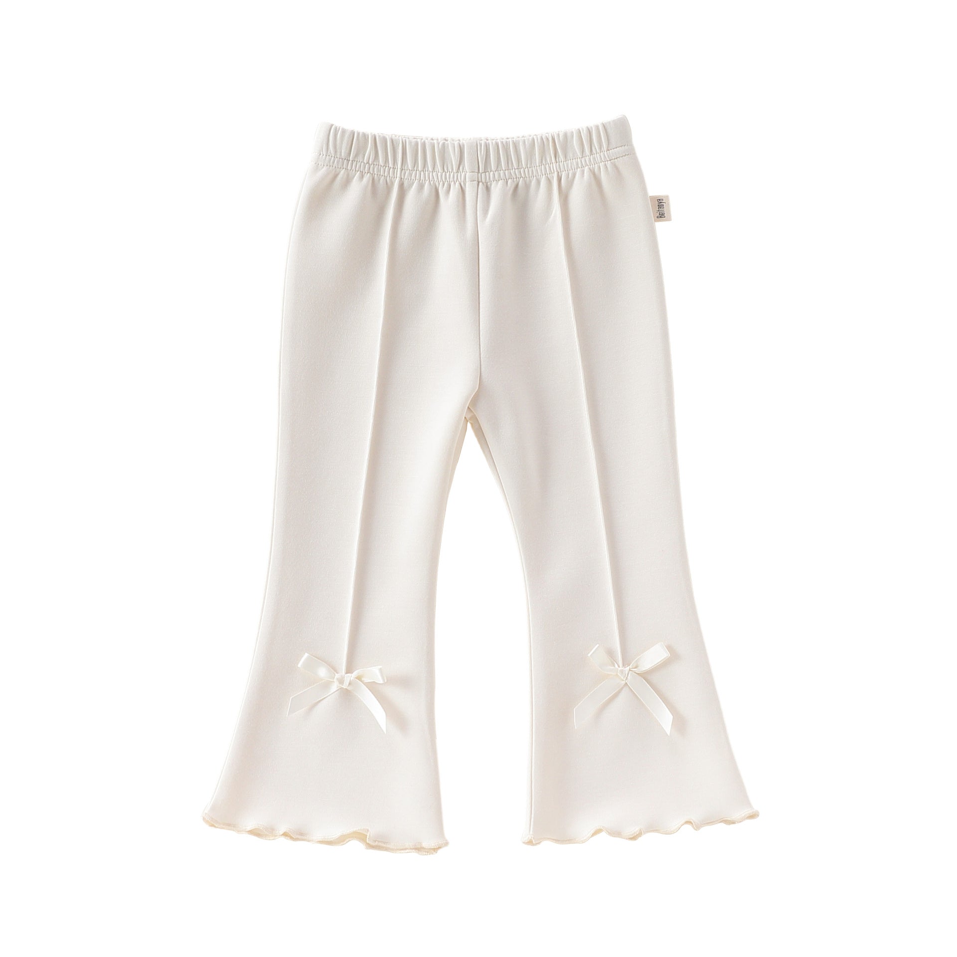 Bow Modal Flared Leggings リボン フレアレギンス【mh0012334】 73CM / White mamahalo shop